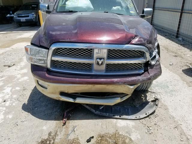 1C6RD6PT6CS147048 - 2012 DODGE RAM 1500 L MAROON photo 9