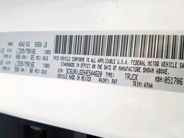 3C6URVJG5HE544620 - 2017 RAM PROMASTER 白色 照片 10