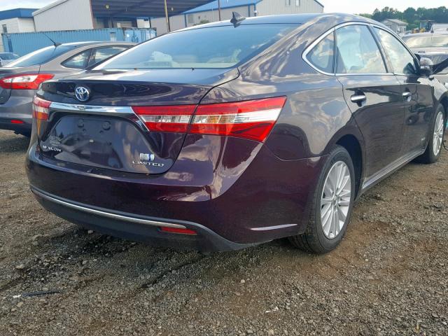 4T1BD1EB8DU014767 - 2013 TOYOTA AVALON HYB BURGUNDY photo 4