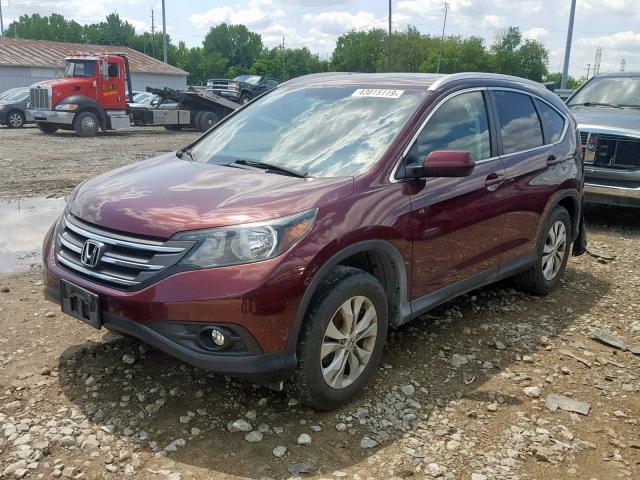 5J6RM4H7XEL078242 - 2014 HONDA CR-V EXL MAROON photo 2