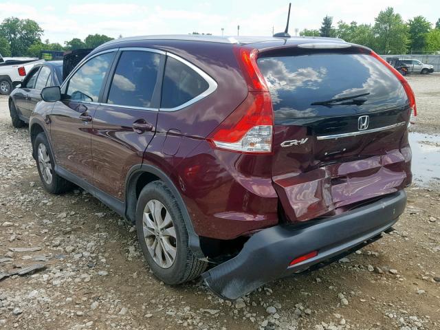 5J6RM4H7XEL078242 - 2014 HONDA CR-V EXL MAROON photo 3