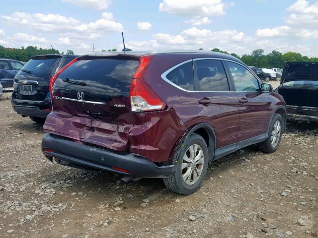 5J6RM4H7XEL078242 - 2014 HONDA CR-V EXL MAROON photo 4