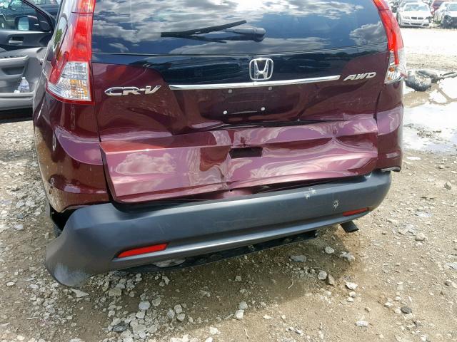 5J6RM4H7XEL078242 - 2014 HONDA CR-V EXL MAROON photo 9