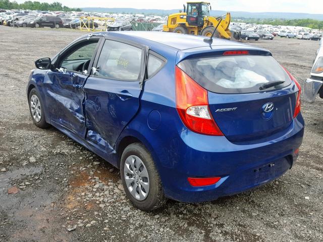 KMHCT5AE0GU287432 - 2016 HYUNDAI ACCENT SE BLUE photo 3