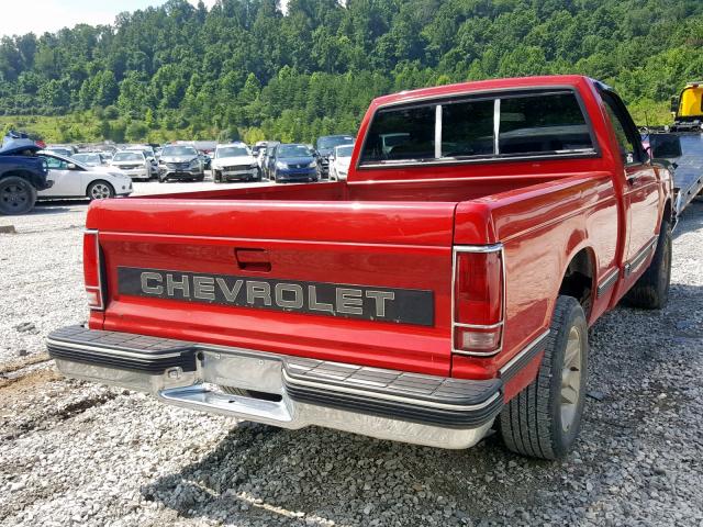 1GCCS14R1N2130628 - 1992 CHEVROLET S TRUCK S1 RED photo 4