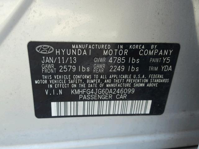 KMHFG4JG6DA246099 - 2013 HYUNDAI AZERA SILVER photo 10