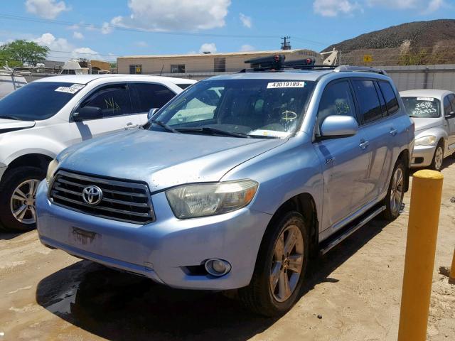 JTEES43A382015616 - 2008 TOYOTA HIGHLANDER BLUE photo 2