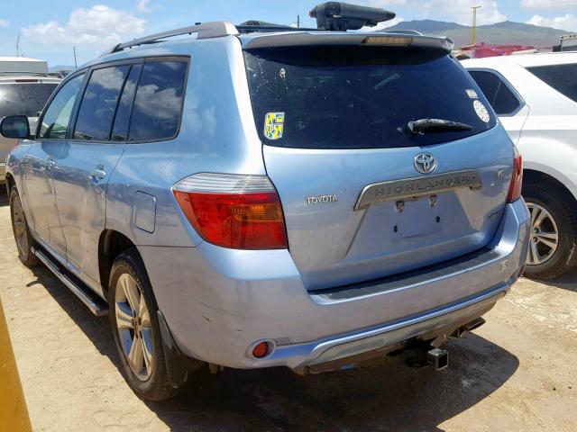 JTEES43A382015616 - 2008 TOYOTA HIGHLANDER BLUE photo 3