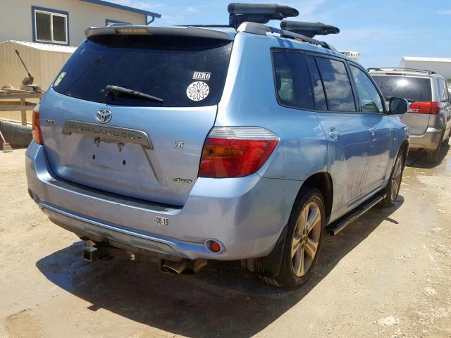 JTEES43A382015616 - 2008 TOYOTA HIGHLANDER BLUE photo 4