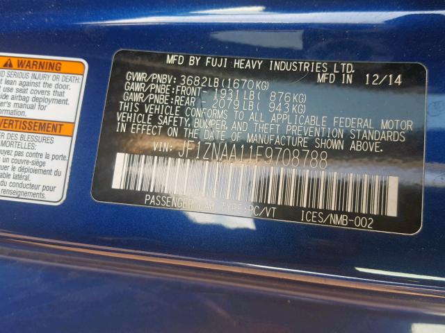 JF1ZNAA11F9708788 - 2015 TOYOTA SCION FR-S BLUE photo 10