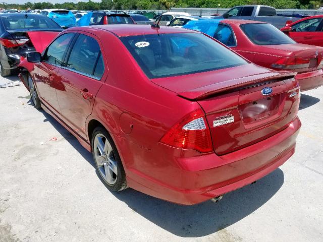 3FAHP0KC9BR188404 - 2011 FORD FUSION SPO RED photo 3