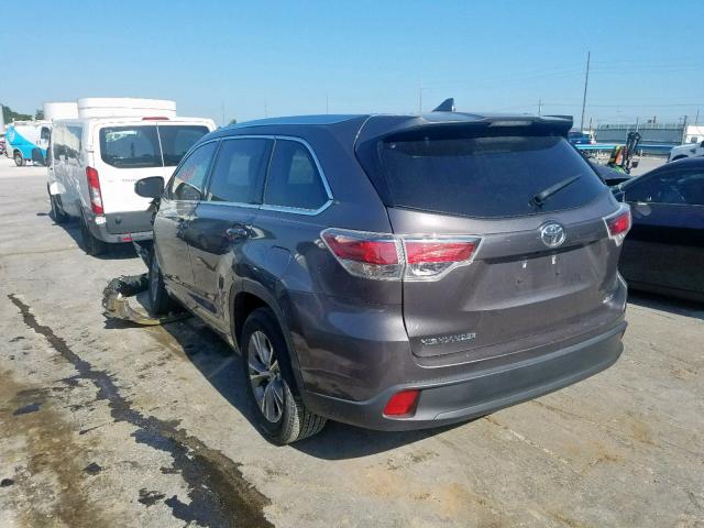 5TDKKRFH2FS108274 - 2015 TOYOTA HIGHLANDER GRAY photo 3