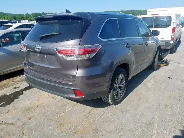 5TDKKRFH2FS108274 - 2015 TOYOTA HIGHLANDER GRAY photo 4