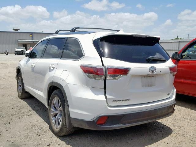 5TDKKRFH8FS059419 - 2015 TOYOTA HIGHLANDER WHITE photo 3