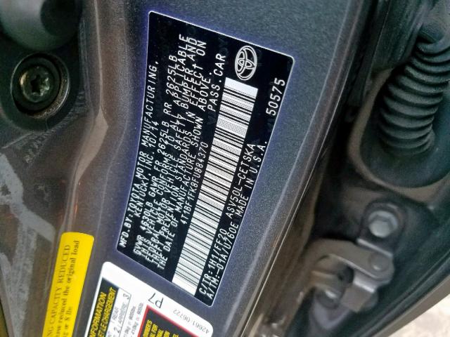 4T1BF1FK8FU884370 - 2015 TOYOTA CAMRY LE CHARCOAL photo 10