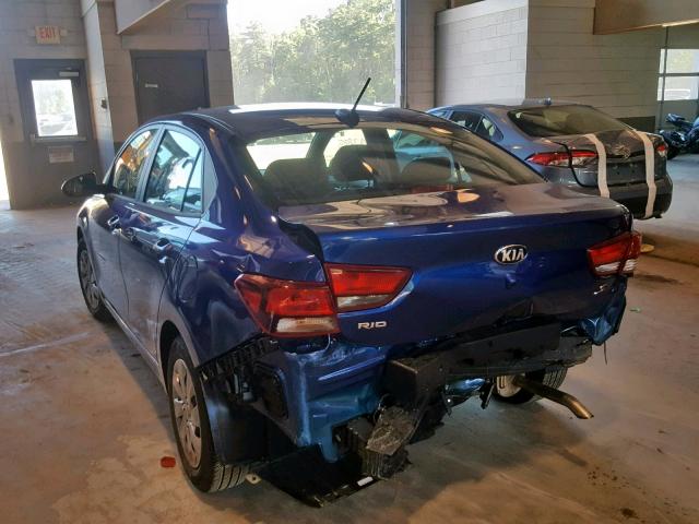 3KPA24AB2KE187855 - 2019 KIA RIO S BLUE photo 3