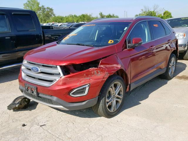 2FMTK4K97FBB50863 - 2015 FORD EDGE TITAN RED photo 2