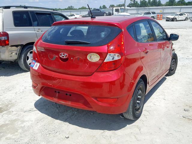 KMHCT5AE0DU096430 - 2013 HYUNDAI ACCENT SE RED photo 4