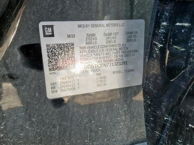 1GCGTCEN7J1323291 - 2018 CHEVROLET COLORADO L BLACK photo 10