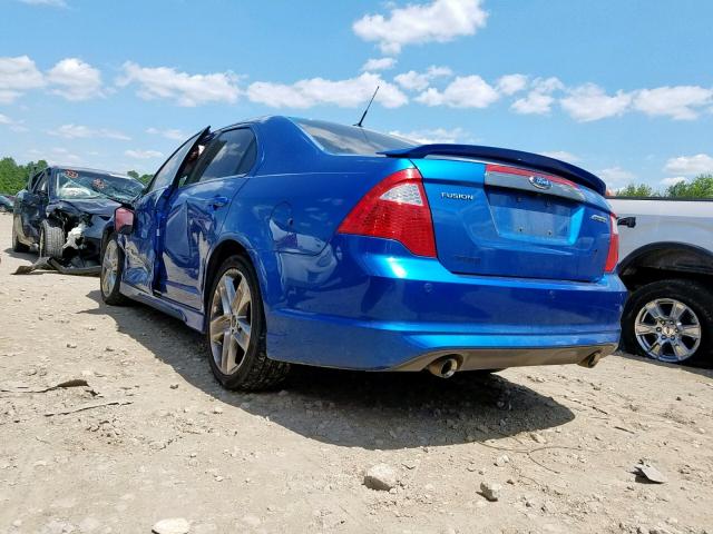 3FAHP0KC2CR228999 - 2012 FORD FUSION SPO BLUE photo 3