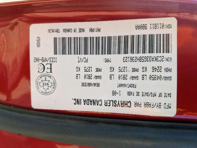 2C3KA33G58H236123 - 2008 CHRYSLER 300 LIMITE RED photo 10