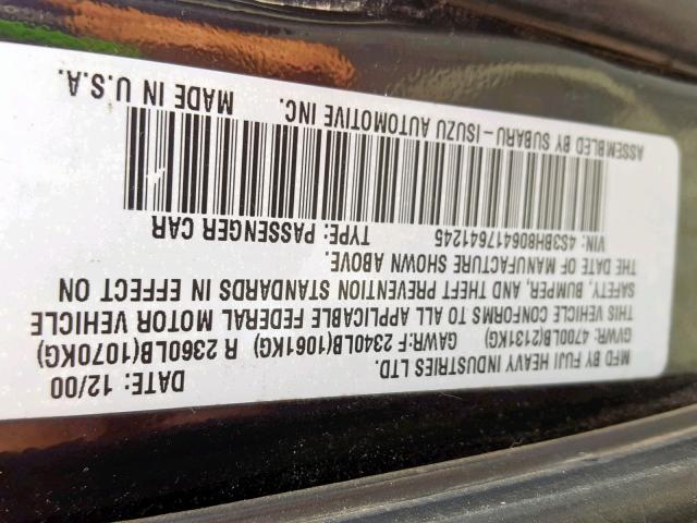 4S3BH806417641245 - 2001 SUBARU LEGACY OUT TWO TONE photo 10