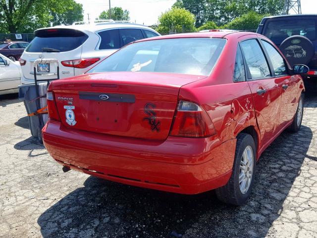 1FAFP34N87W366198 - 2007 FORD FOCUS ZX4 RED photo 4