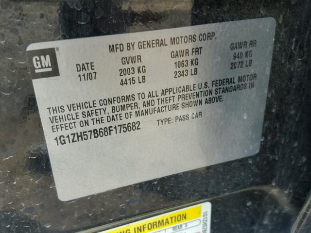 1G1ZH57B68F175682 - 2008 CHEVROLET MALIBU 1LT CHARCOAL photo 10