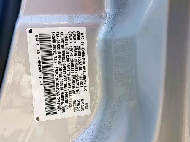 5FNRL18604B061563 - 2004 HONDA ODYSSEY EX SILVER photo 10