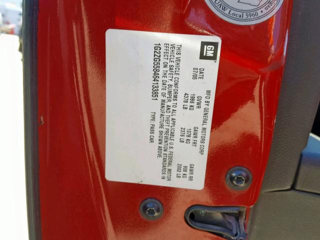 1G2ZG558464133851 - 2006 PONTIAC G6 SE1 RED photo 10