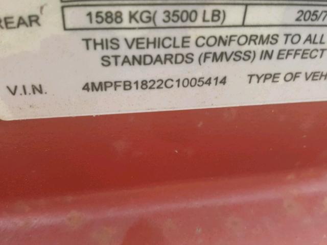 4MPFB1822C1005414 - 2012 UTILITY TRAILER RED photo 10