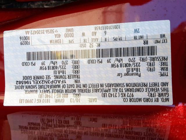 1FADP3N2XEL196582 - 2014 FORD FOCUS TITA RED photo 10