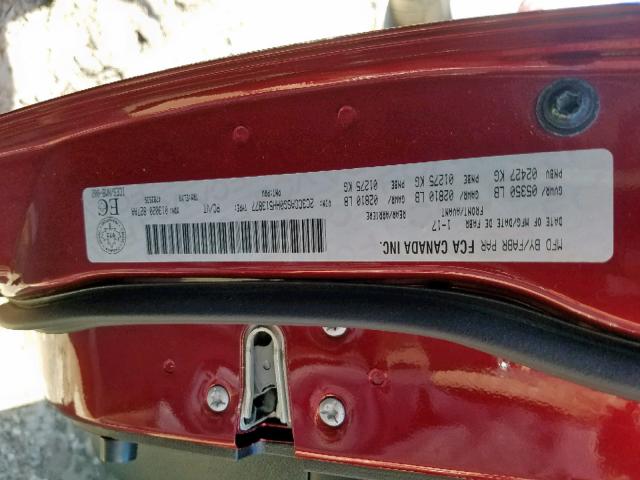 2C3CCASG0HH513877 - 2017 CHRYSLER 300C PLATI RED photo 10