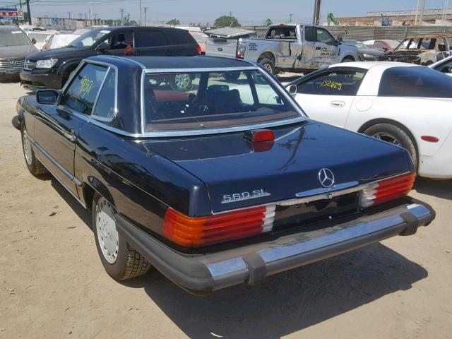 WDBBA48D7HA067347 - 1987 MERCEDES-BENZ 560 SL BLACK photo 3