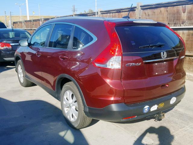 5J6RM4H72CL045023 - 2012 HONDA CR-V EXL MAROON photo 3