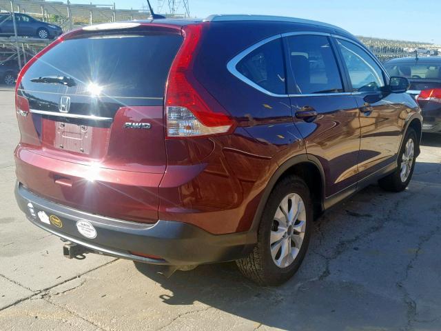 5J6RM4H72CL045023 - 2012 HONDA CR-V EXL MAROON photo 4