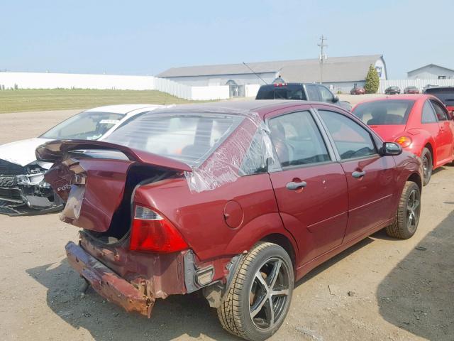 1FAHP34N27W364164 - 2007 FORD FOCUS ZX4 RED photo 4