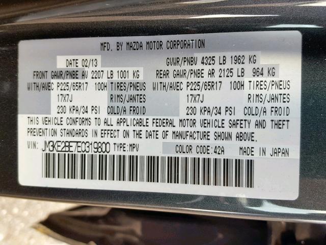 JM3KE2BE7E0319800 - 2014 MAZDA CX-5 SPORT GRAY photo 10