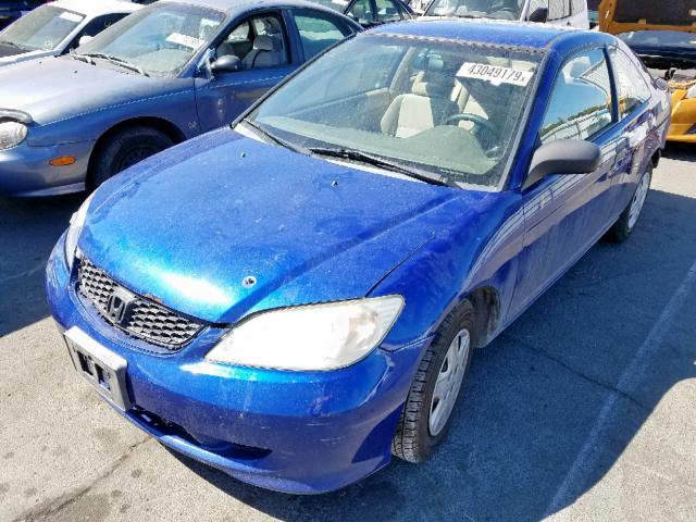 1HGEM22394L050446 - 2004 HONDA CIVIC DX V BLUE photo 2