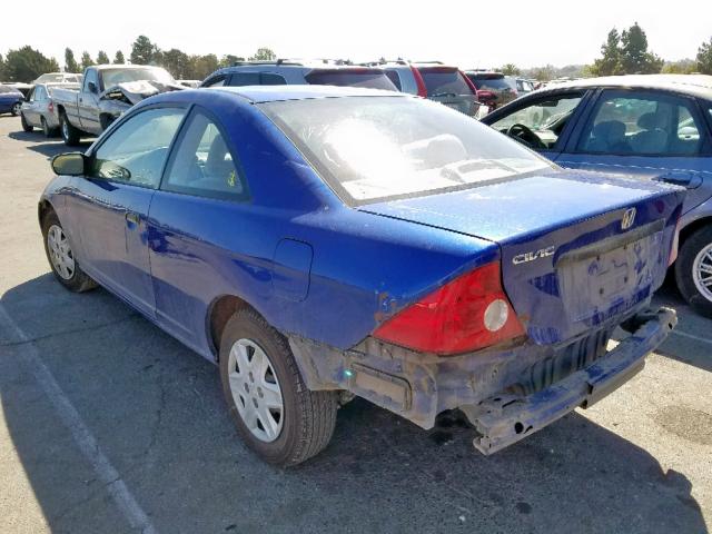 1HGEM22394L050446 - 2004 HONDA CIVIC DX V BLUE photo 3