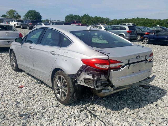 3FA6P0CD8KR151150 - 2019 FORD FUSION SEL SILVER photo 3