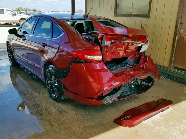 3FA6P0G77JR166726 - 2018 FORD FUSION S RED photo 3