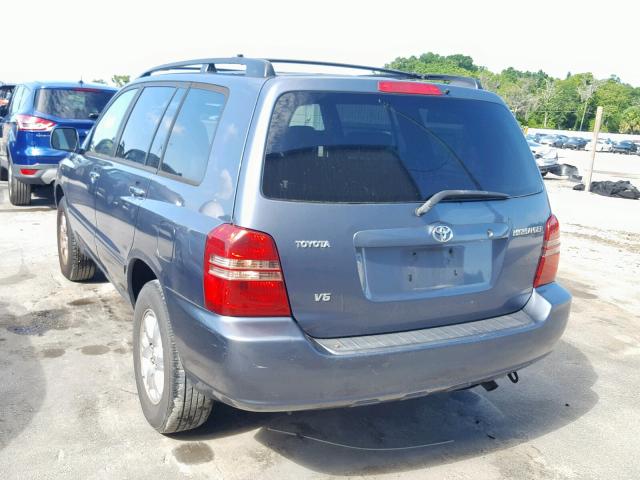 JTEGF21A130073846 - 2003 TOYOTA HIGHLANDER BLUE photo 3