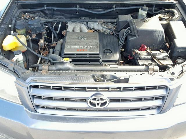 JTEGF21A130073846 - 2003 TOYOTA HIGHLANDER BLUE photo 7