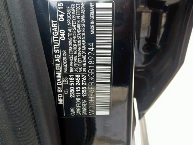 WDDHF6FB3GB189244 - 2016 MERCEDES-BENZ E 400 BLACK photo 10