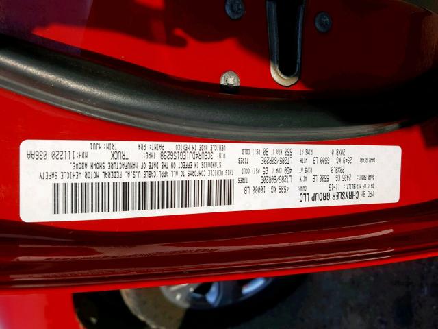 3C6UR4DJ1EG156298 - 2014 RAM 2500 SLT RED photo 10