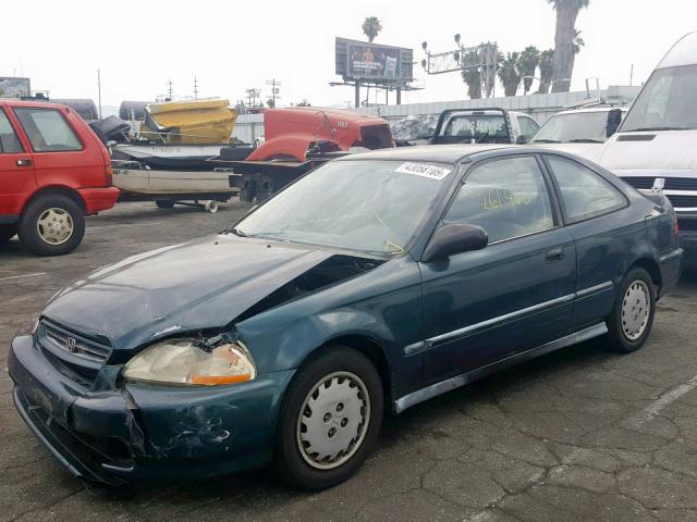 1HGEJ6226VL025321 - 1997 HONDA CIVIC DX GREEN photo 2