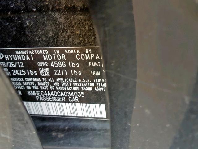 KMHEC4A40CA034035 - 2012 HYUNDAI SONATA HYB BLACK photo 10