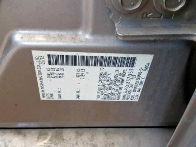 1N4AL2AP5CC257053 - 2012 NISSAN ALTIMA BAS SILVER photo 10