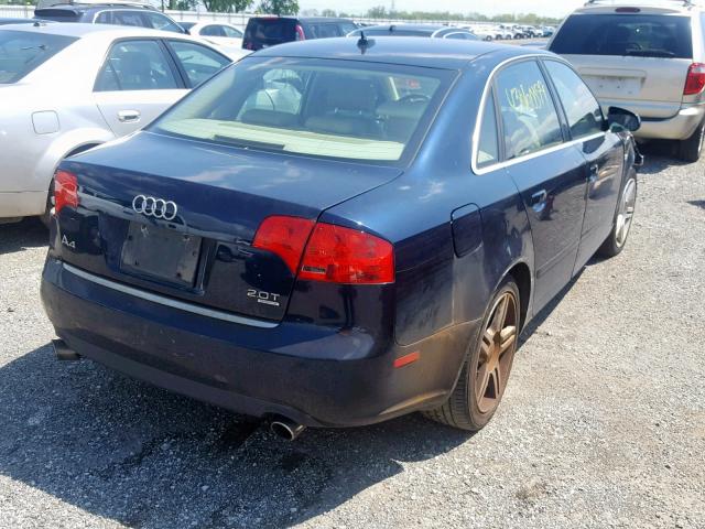 WAUDF78E27A055138 - 2007 AUDI A4 2.0T QU BLUE photo 4